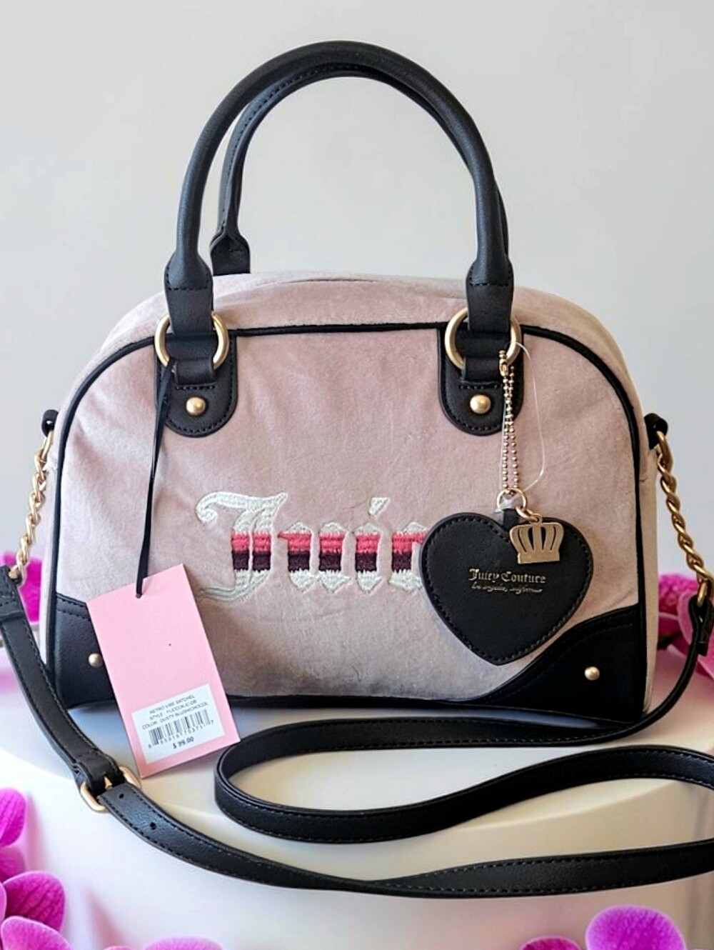 Juicy Couture Retro Vibe Satchel in "Dusty Blush/Chocolate NWT